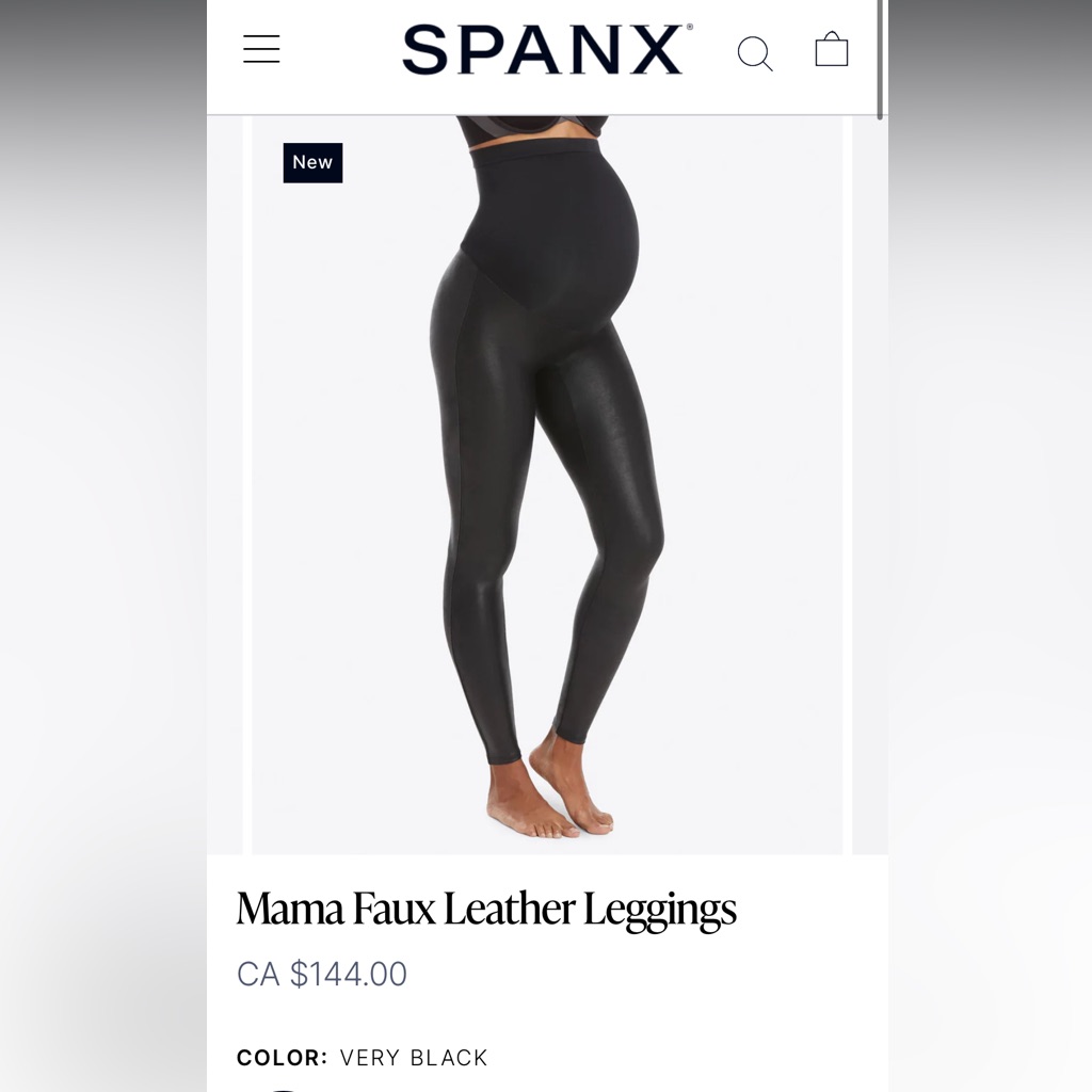 Spanx Mama Faux Leather Leggings Black M (New / Never Worn)